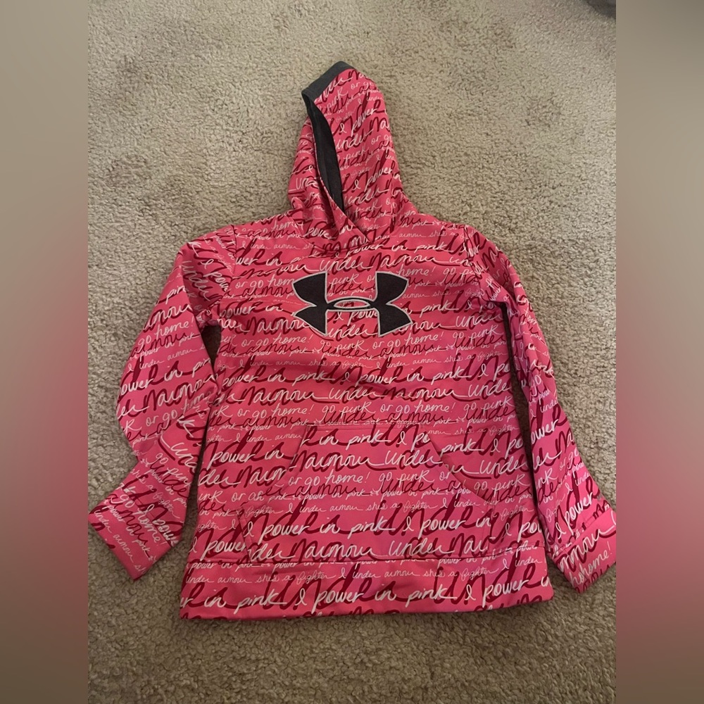 Under armour youth medium pink sweatshirt. Only worn a couple of times.